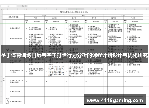基于体育训练日历与学生打卡行为分析的课程计划设计与优化研究